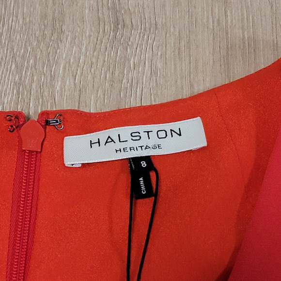 NWT Halston Heritage Evening Collection Long Maxi Dress Cinched V Neck Ball Gown - Picture 3 of 6